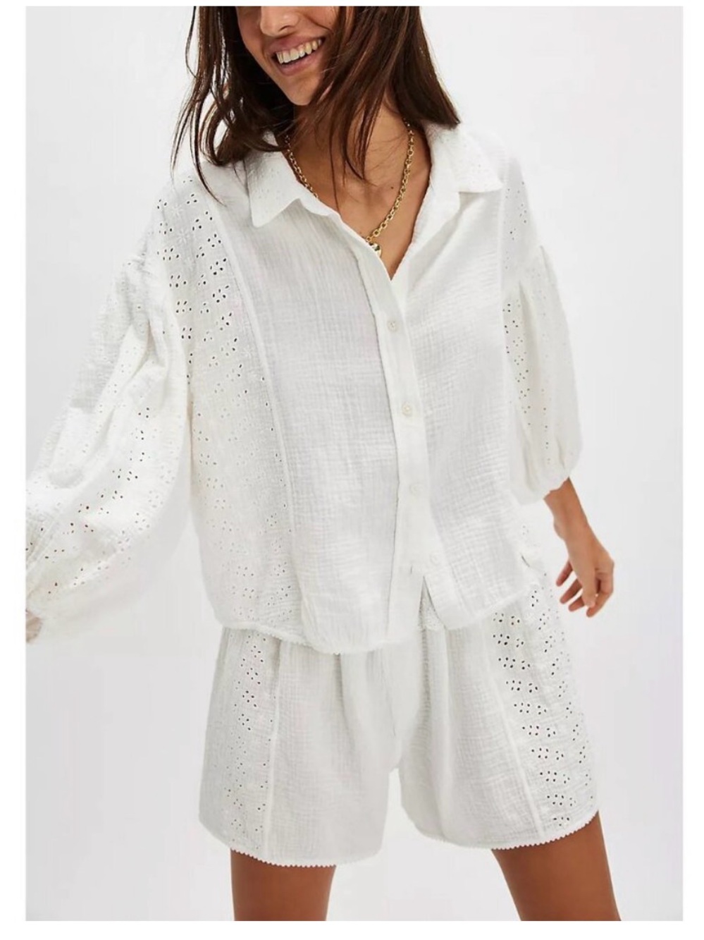 Free People - Full Bloom Shirt - Ivory NWT